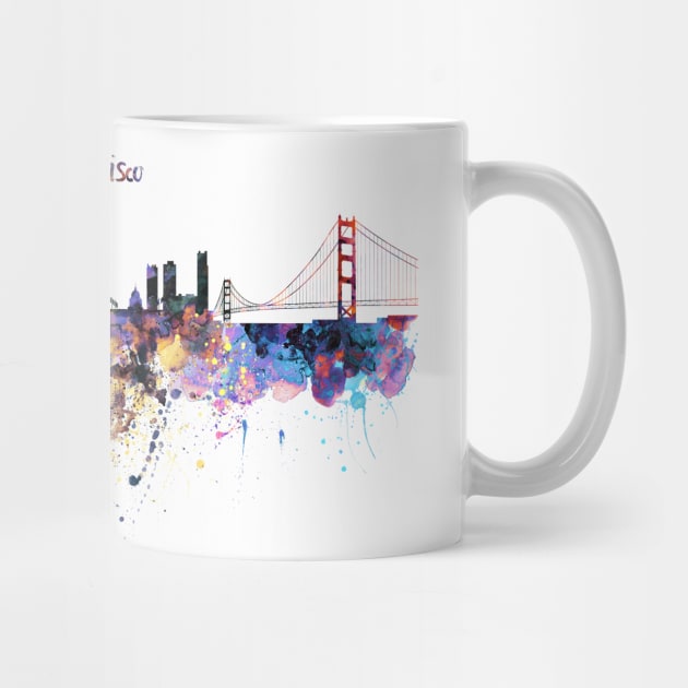 San Francisco watercolor skyline by Marian Voicu